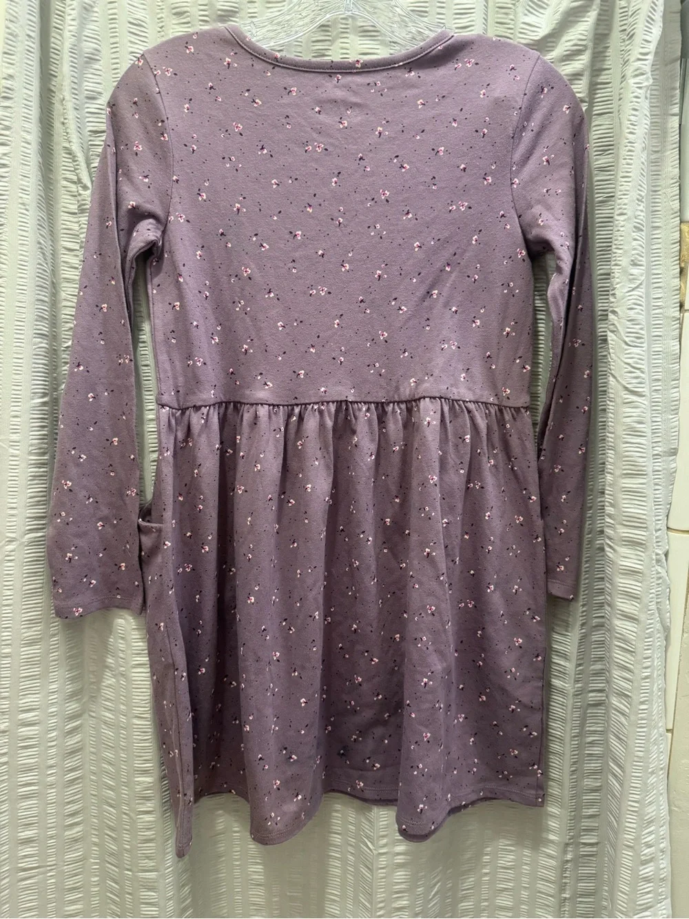 Cat & Jack Kids Girl Dusty Purple Floral Long Sleeve Knit Dress size large plus